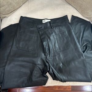 Zara Black Straight Leg Pants with Smooth Texture